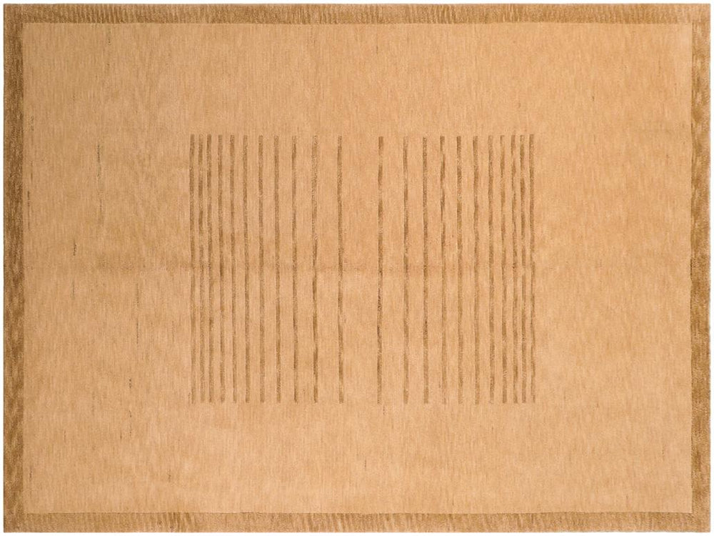 handmade Modern Art Deco Tan Green Hand Knotted RECTANGLE 100% WOOL area rug 6x9