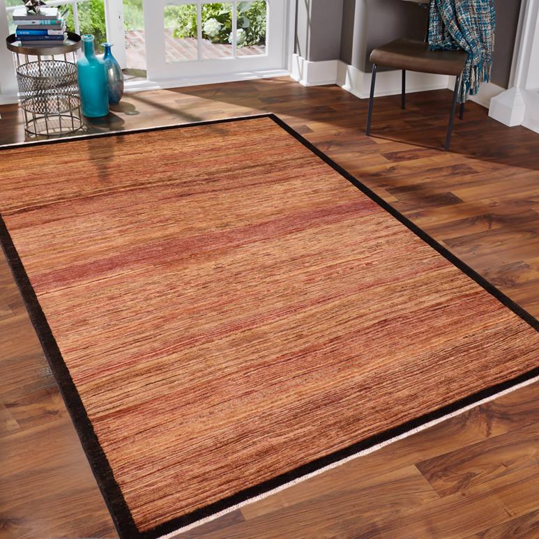 handmade Modern Gabbeh Beige Black Hand Knotted RECTANGLE 100% WOOL area rug 6 X9