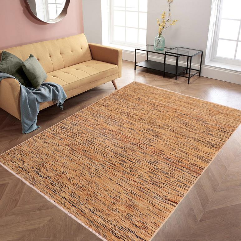 handmade Modern Gabbeh Tan Beige Hand Knotted RECTANGLE 100% WOOL area rug 6 X9