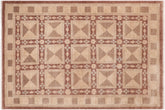 handmade Modern Kafkaz Brown Tan Hand Knotted RECTANGLE 100% WOOL area rug 6' x 9'