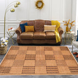 handmade Modern Kafkaz Tan Brown Hand Knotted RECTANGLE 100% WOOL area rug 6 X9