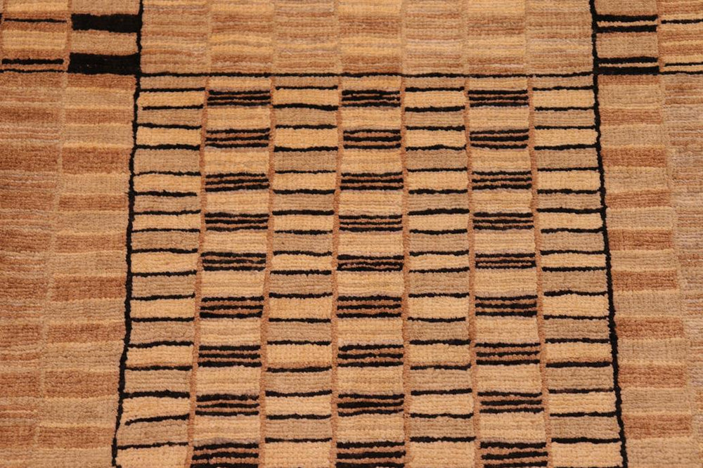 handmade Modern Kafkaz Tan Brown Hand Knotted RECTANGLE 100% WOOL area rug 6 X9