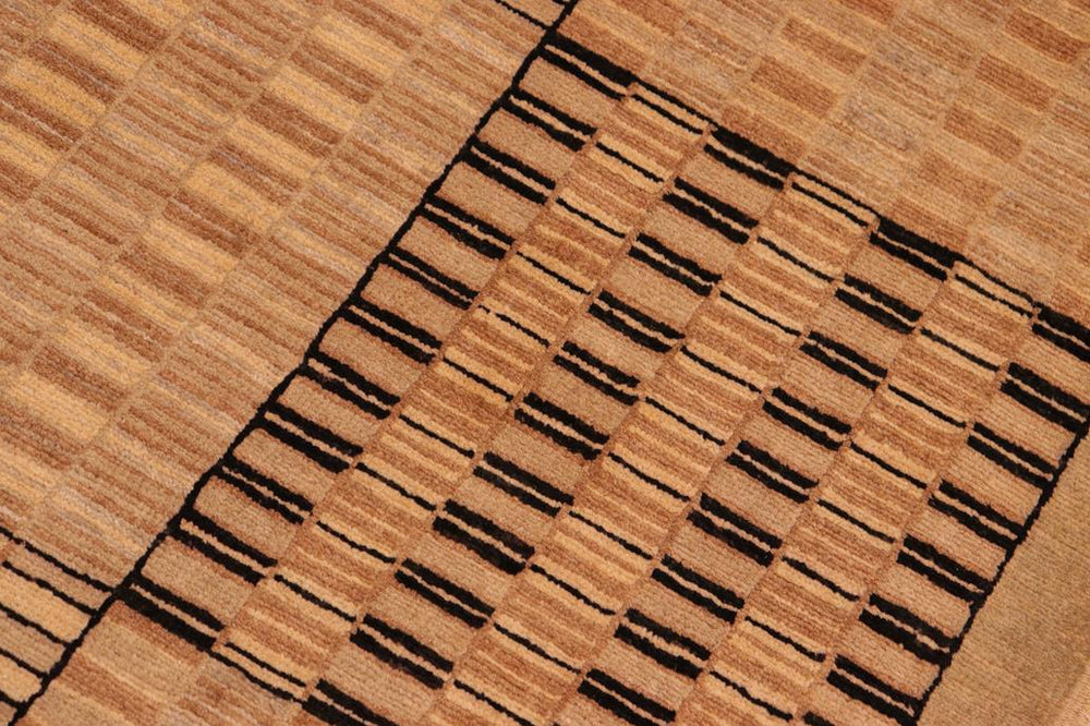 handmade Modern Kafkaz Tan Brown Hand Knotted RECTANGLE 100% WOOL area rug 6 X9