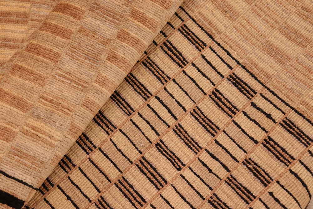 handmade Modern Kafkaz Tan Brown Hand Knotted RECTANGLE 100% WOOL area rug 6 X9