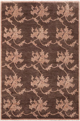 handmade Transitional Kafkaz Brown Tan Hand Knotted RECTANGLE 100% WOOL area rug 6X9