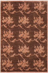 handmade Transitional Kafkaz Brown Tan Hand Knotted RECTANGLE 100% WOOL area rug 6X9