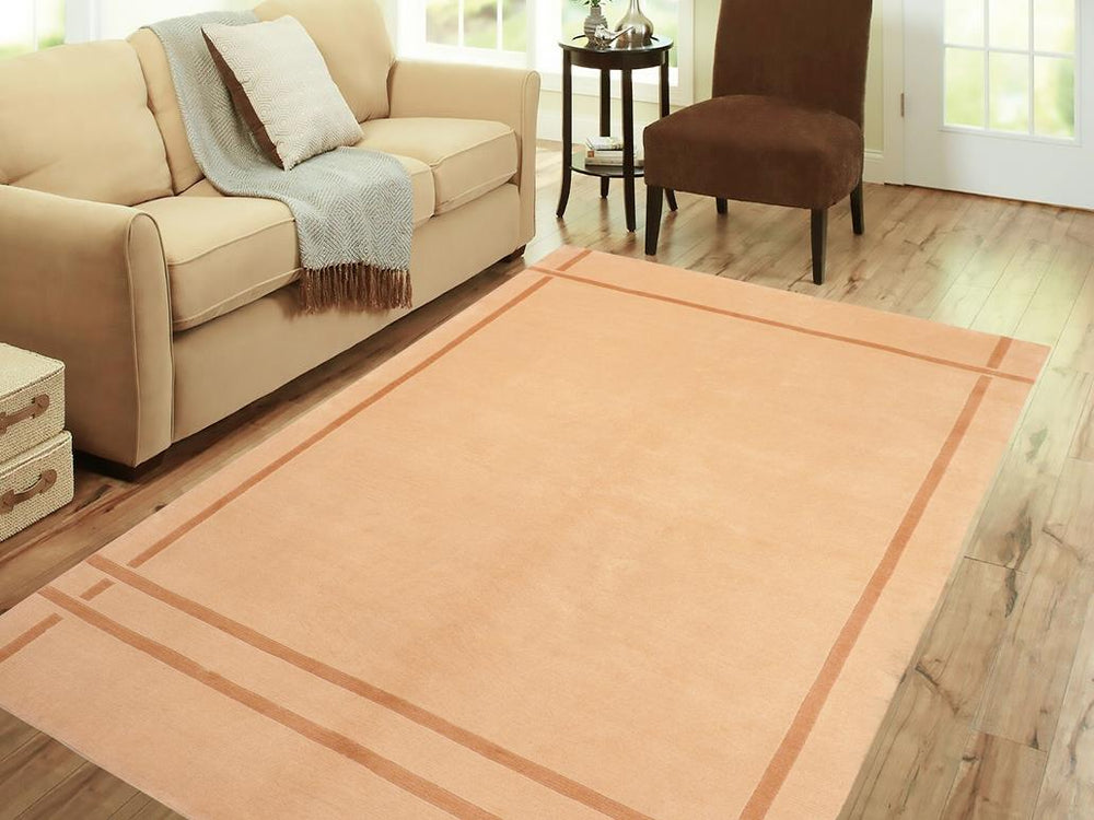 handmade Modern Art Deco Tan Brown Hand Knotted RECTANGLE 100% WOOL area rug 6x9