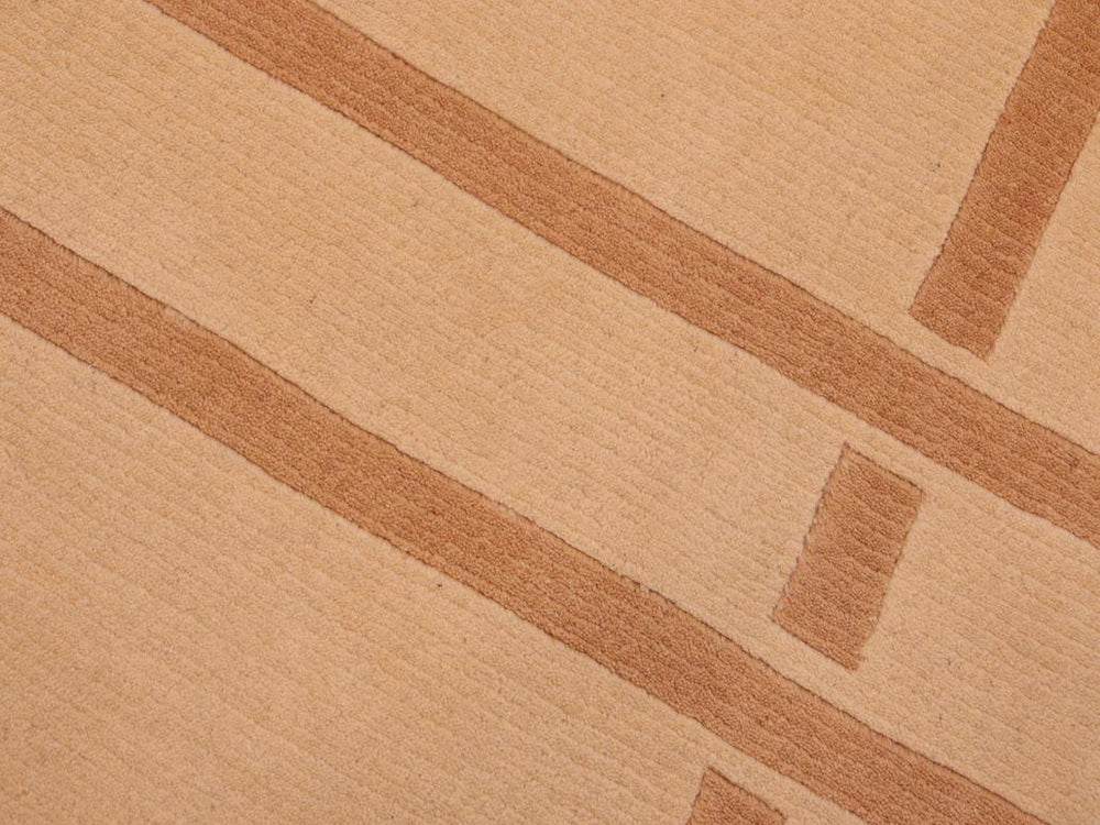 handmade Modern Art Deco Tan Brown Hand Knotted RECTANGLE 100% WOOL area rug 6x9