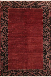 handmade Modern Kafkaz Red Black Hand Knotted RECTANGLE 100% WOOL area rug 6X10