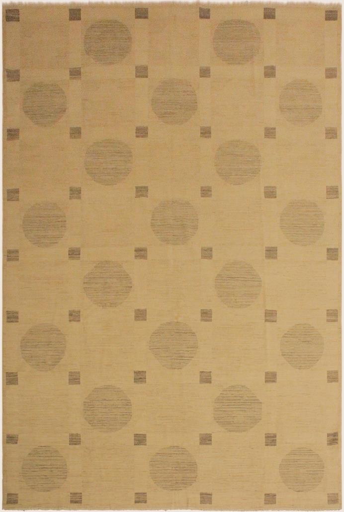 handmade Modern Kafkaz Tan Green Hand Knotted RECTANGLE 100% WOOL area rug 10 X14