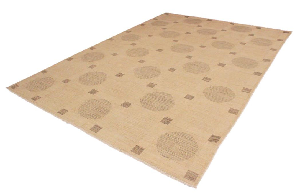 handmade Modern Kafkaz Tan Green Hand Knotted RECTANGLE 100% WOOL area rug 10 X14