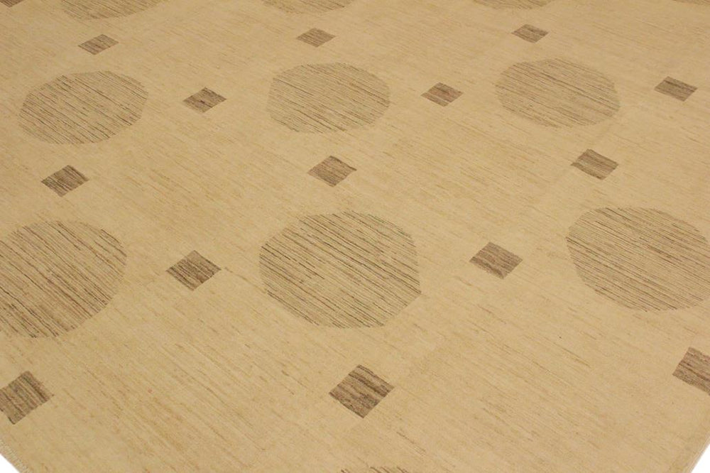 handmade Modern Kafkaz Tan Green Hand Knotted RECTANGLE 100% WOOL area rug 10 X14