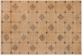 handmade Modern Kafkaz Tan Green Hand Knotted RECTANGLE 100% WOOL area rug 10' x 14'