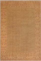 handmade Modern Kafkaz Green Tan Hand Knotted RECTANGLE 100% WOOL area rug 10X14