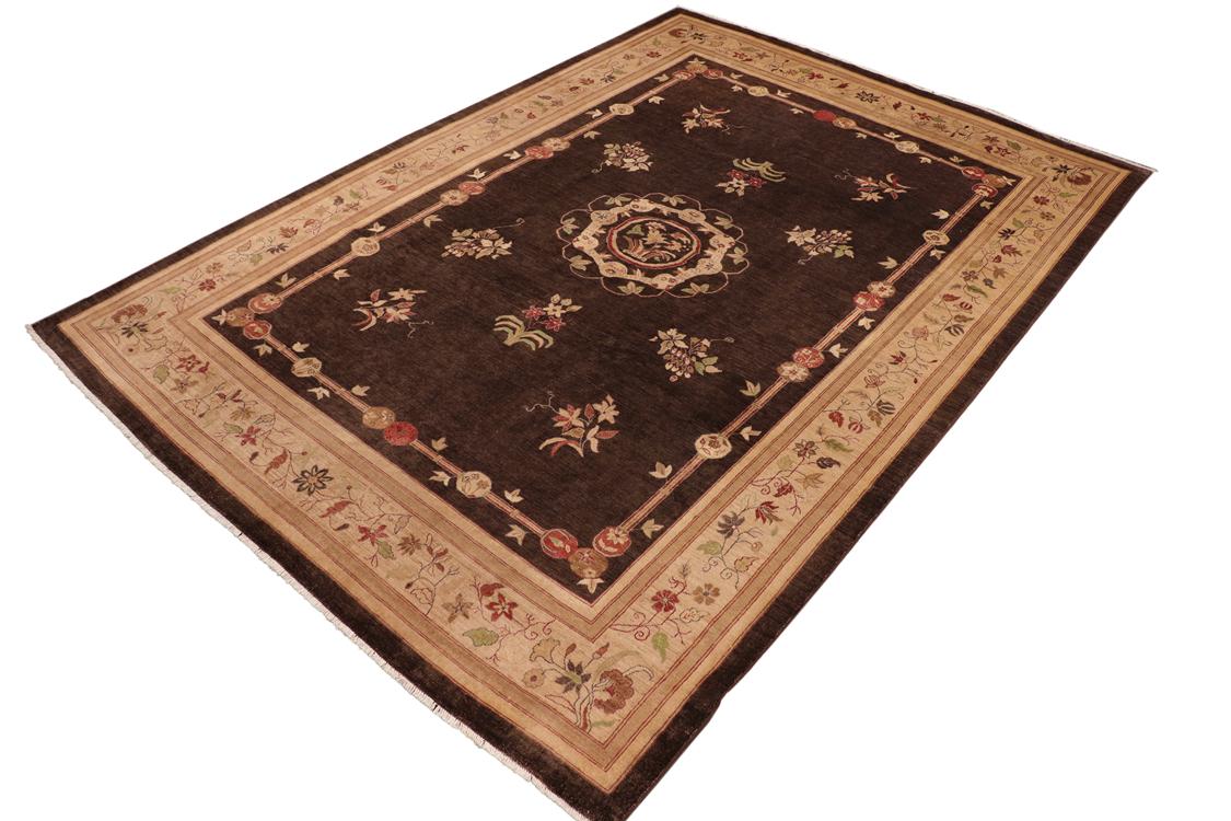 handmade Traditional Kafkaz Brown Tan Hand Knotted RECTANGLE 100% WOOL area rug 10 x 14