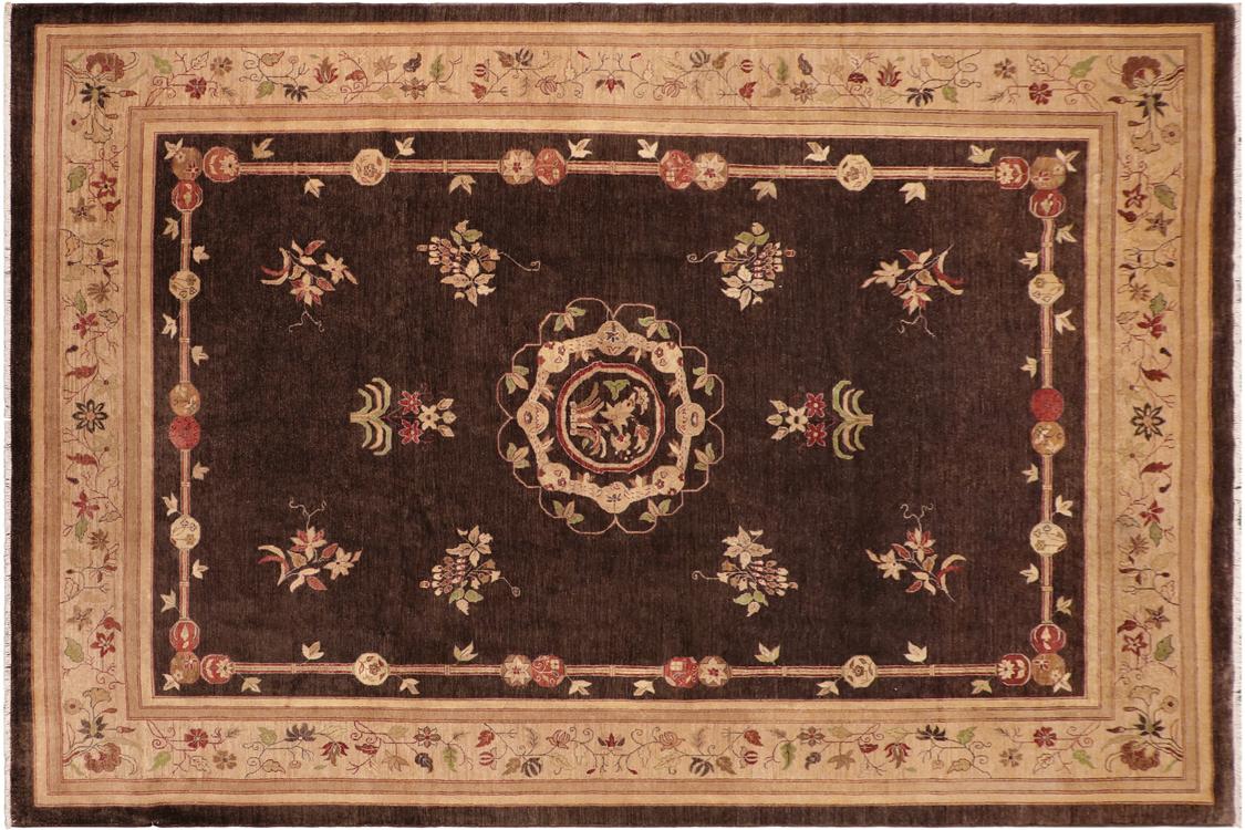handmade Traditional Kafkaz Brown Tan Hand Knotted RECTANGLE 100% WOOL area rug 10 x 14