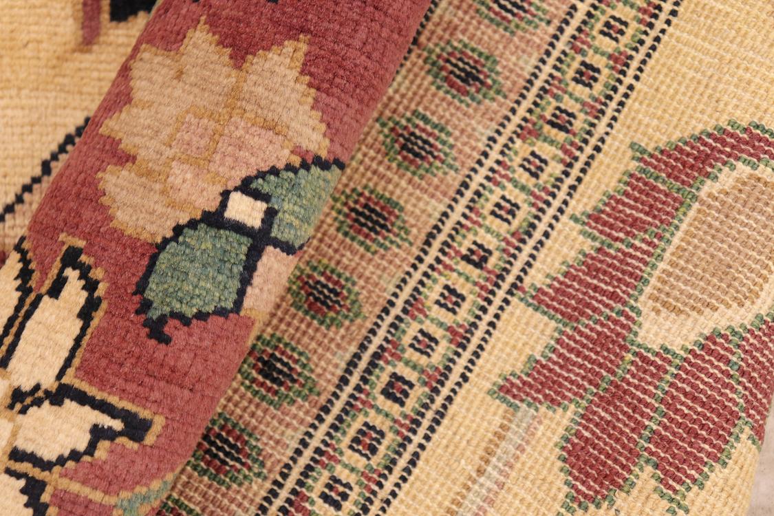 handmade Traditional Kafkaz Beige Red Hand Knotted RECTANGLE 100% WOOL area rug 6 x 8