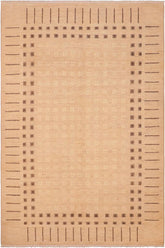 handmade Transitional Kafkaz Tan Brown Hand Knotted RECTANGLE 100% WOOL area rug 6X9