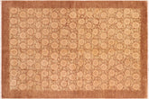 handmade Modern Kafkaz Brown Tan Hand Knotted RECTANGLE 100% WOOL area rug 6' x 8'