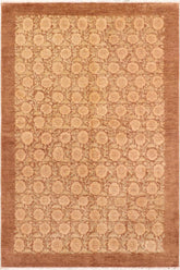 handmade Transitional Kafkaz Brown Tan Hand Knotted RECTANGLE 100% WOOL area rug 6X8