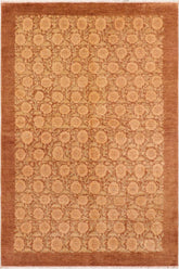 handmade Transitional Kafkaz Brown Tan Hand Knotted RECTANGLE 100% WOOL area rug 6X8