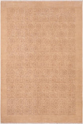 handmade Transitional Kafkaz Tan Brown Hand Knotted RECTANGLE 100% WOOL area rug 6X9