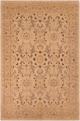 handmade Transitional Kafkaz Beige Tan Hand Knotted RECTANGLE 100% WOOL area rug 6X9