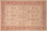 handmade Transitional Mujahid Tan Red Hand Knotted RECTANGLE 100% WOOL area rug 6x9