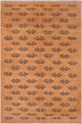 handmade Modern Kafkaz Tan Blue Hand Knotted RECTANGLE 100% WOOL area rug 7X8