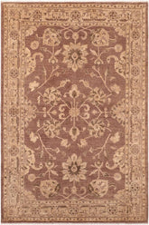 handmade Traditional Lahore Brown Tan Hand Knotted RECTANGLE 100% WOOL area rug 6X9
