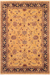 handmade Traditional Kafkaz Gold Blue Hand Knotted RECTANGLE 100% WOOL area rug 6X9