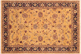 handmade Traditional Kafkaz Gold Blue Hand Knotted RECTANGLE 100% WOOL area rug 6x9