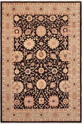 handmade Traditional Lahore Black Green Hand Knotted RECTANGLE 100% WOOL area rug 6X9