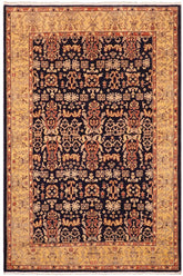 handmade Transitional Kafkaz Blue Gold Hand Knotted RECTANGLE 100% WOOL area rug 6X9