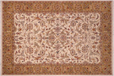 handmade Traditional Design Ivory Lt. Green Hand Knotted RECTANGLE 100% WOOL area rug 6' x 9'