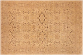 handmade Transitional Kafkaz Tan Brown Hand Knotted RECTANGLE 100% WOOL area rug 10' x 13'