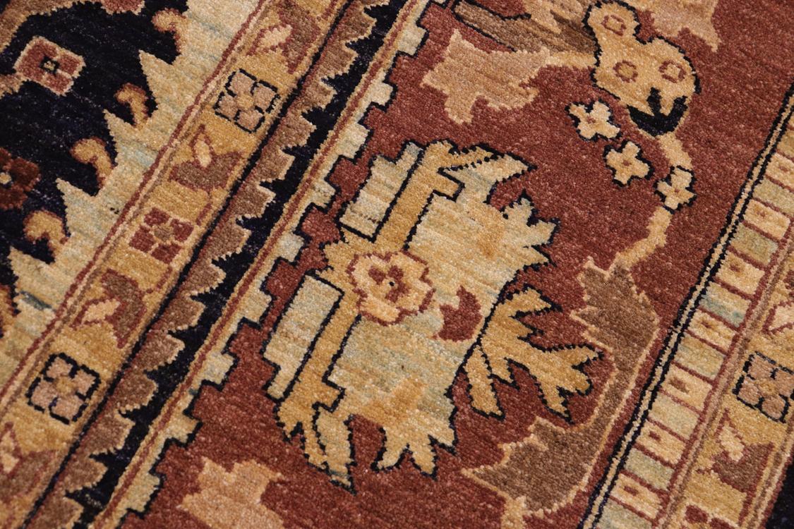 handmade Traditional Kafkaz Blue Brown Hand Knotted RECTANGLE 100% WOOL area rug 10 x 14