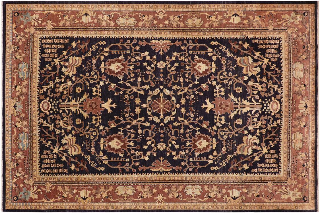 handmade Traditional Kafkaz Blue Brown Hand Knotted RECTANGLE 100% WOOL area rug 10 x 14