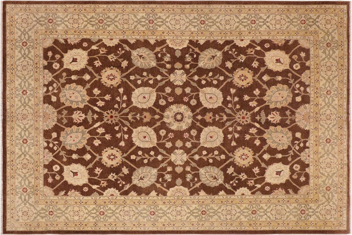 handmade Traditional Kafkaz Brown Beige Hand Knotted RECTANGLE 100% WOOL area rug 10 x 14