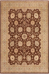 handmade Traditional Lahore Brown Beige Hand Knotted RECTANGLE 100% WOOL area rug 10X14
