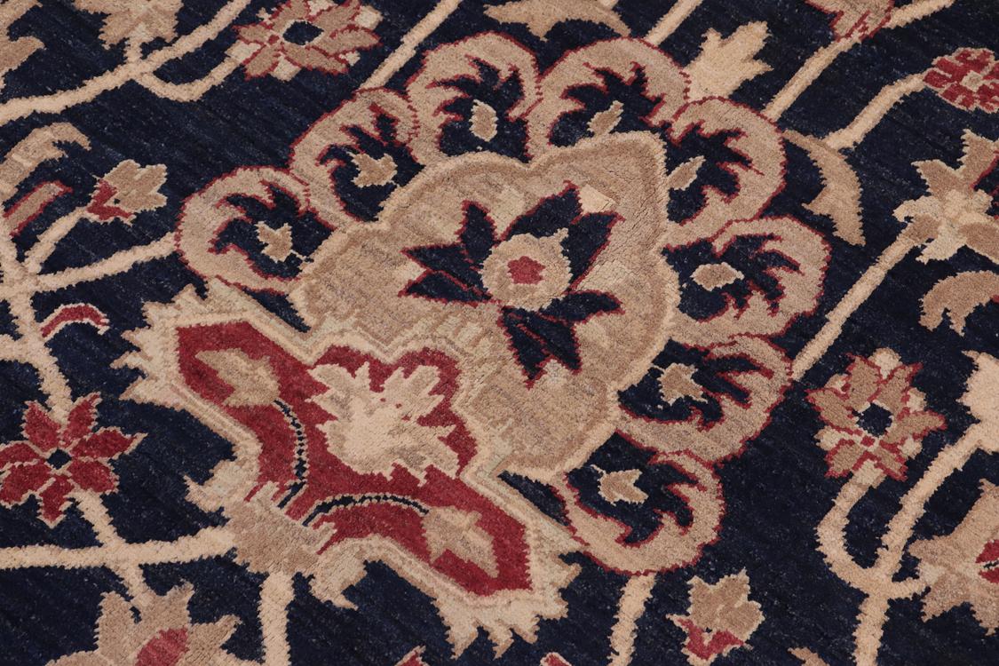 handmade Traditional Kafkaz Drk. Blue Beige Hand Knotted RECTANGLE 100% WOOL area rug 10 x 14