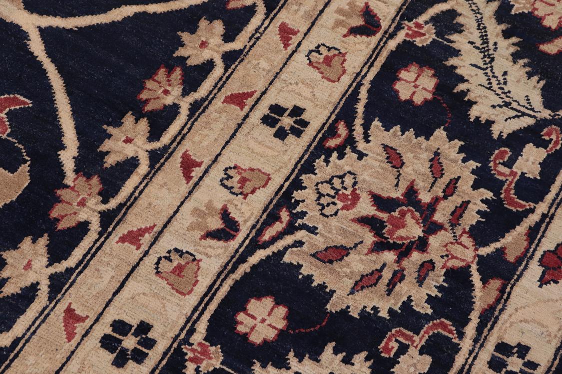 handmade Traditional Kafkaz Drk. Blue Beige Hand Knotted RECTANGLE 100% WOOL area rug 10 x 14