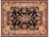 handmade Traditional Gujranwala Black Taupe Hand Knotted RECTANGLE 100% WOOL area rug 6x9