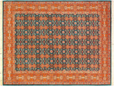 handmade Traditional Teal Orange Hand Knotted RECTANGLE 100% WOOL area rug 6x9