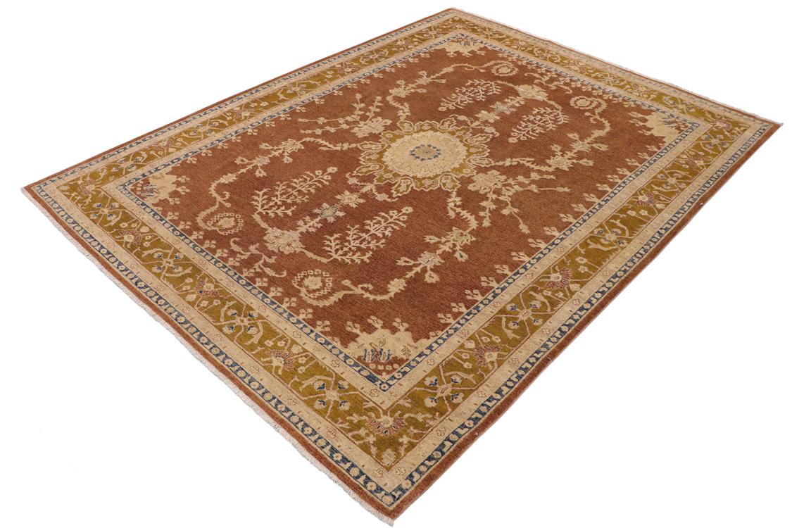 handmade Traditional Kafkaz Brown Gold Hand Knotted RECTANGLE 100% WOOL area rug 8 x 12