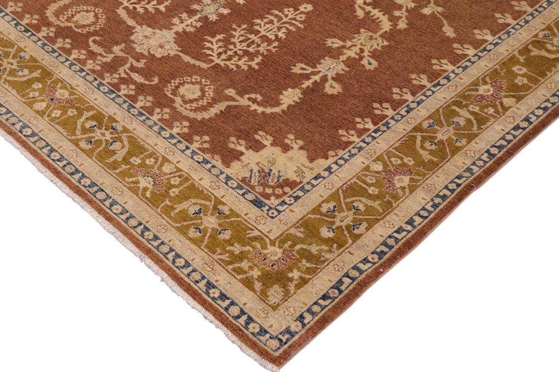 handmade Traditional Kafkaz Brown Gold Hand Knotted RECTANGLE 100% WOOL area rug 8 x 12