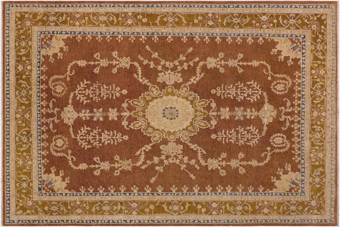handmade Traditional Kafkaz Brown Gold Hand Knotted RECTANGLE 100% WOOL area rug 8 x 12