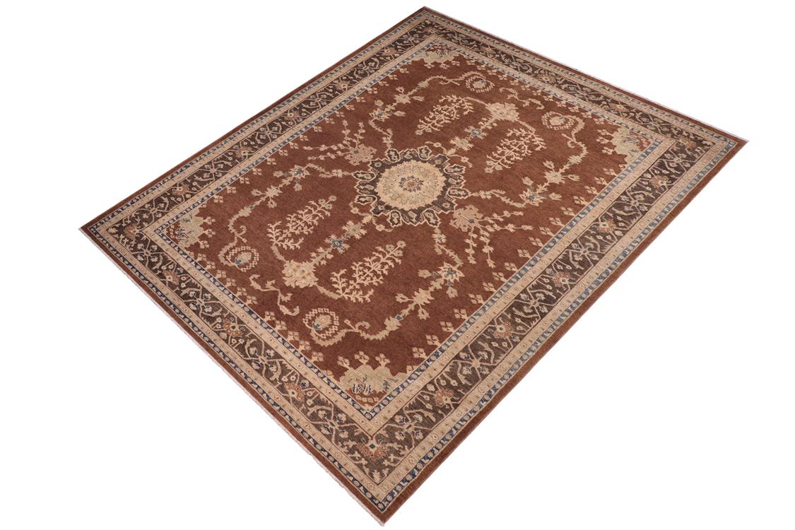 handmade Traditional Kafkaz Rust Charcoal Hand Knotted RECTANGLE 100% WOOL area rug 10 x 14