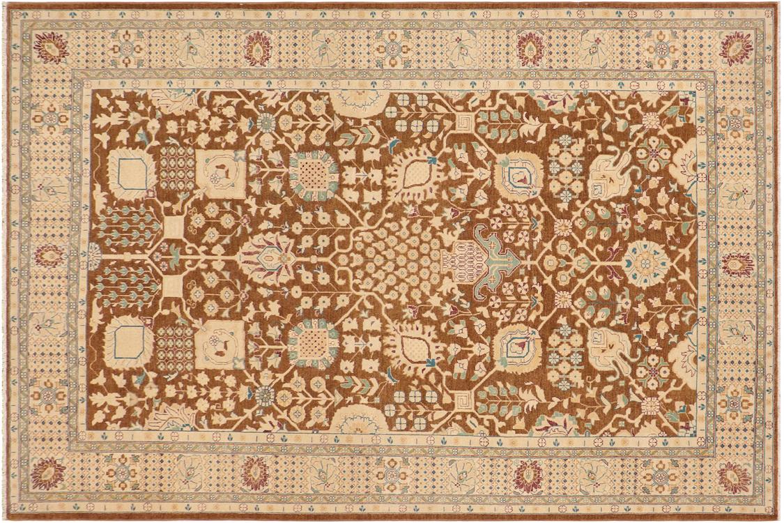 handmade Traditional Kafkaz Brown Beige Hand Knotted RECTANGLE 100% WOOL area rug 9 x 12