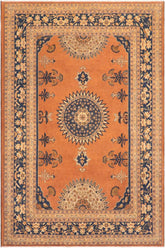 handmade Traditional Kafkaz Rust Blue Hand Knotted RECTANGLE 100% WOOL area rug 8X10